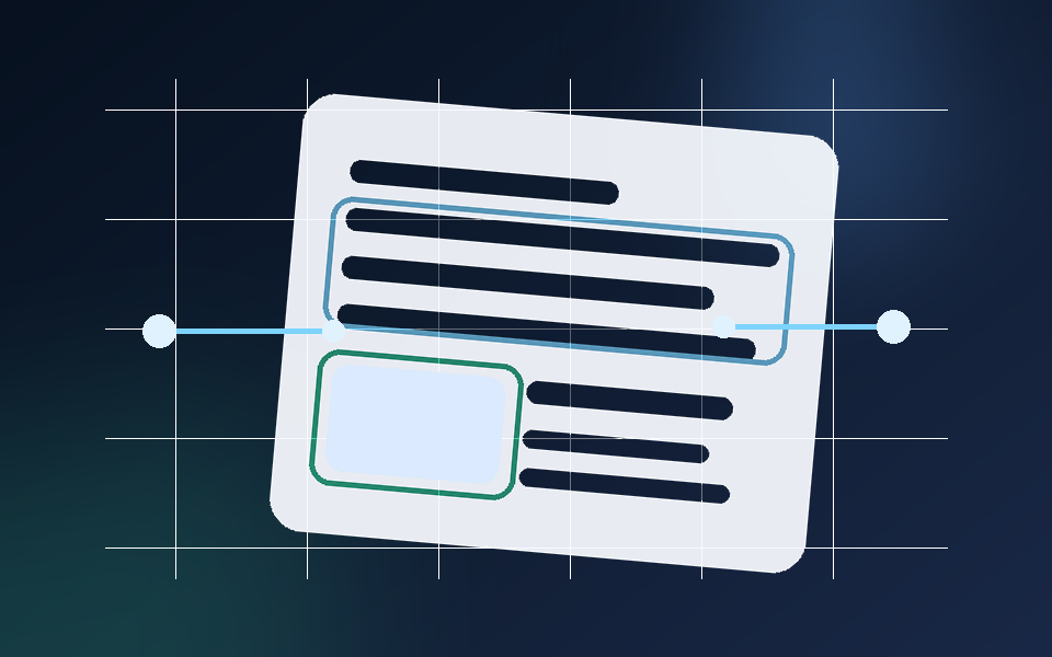 Abstract document, data extraction, and analysis visual