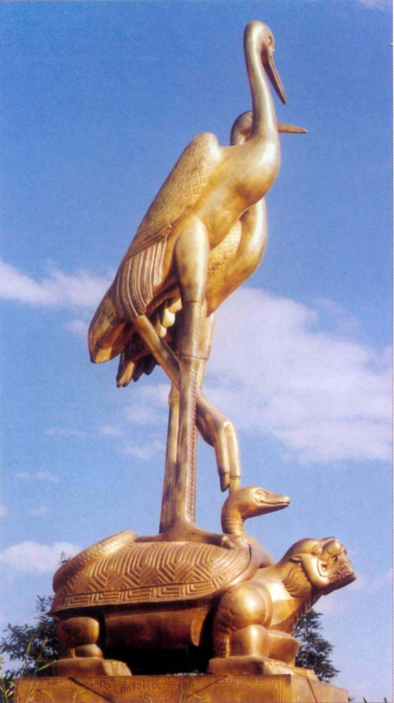 The statue in front of the Yellow Crane Tower